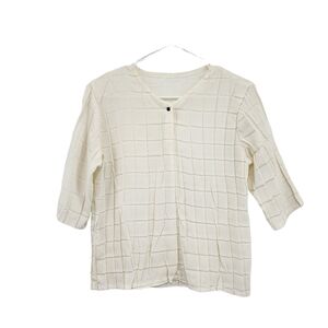 Babette Women's Crinkle Pleat Windowpane Cardigan - XS